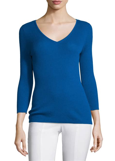 michael kors 3 4 sleeve v neck zipper|V.